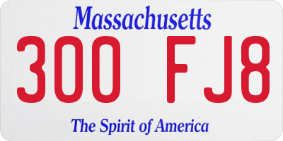 MA license plate 300FJ8