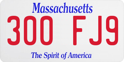MA license plate 300FJ9