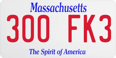 MA license plate 300FK3