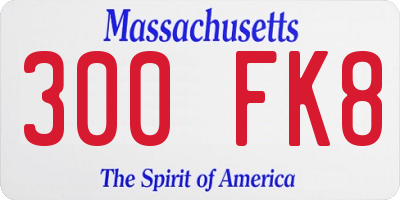 MA license plate 300FK8