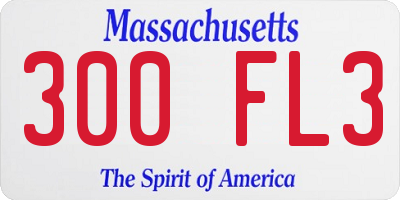 MA license plate 300FL3