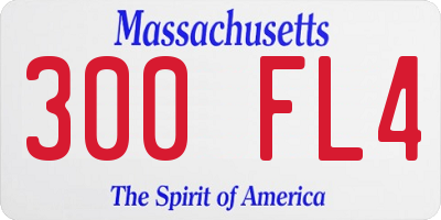 MA license plate 300FL4