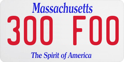 MA license plate 300FO0