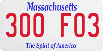 MA license plate 300FO3