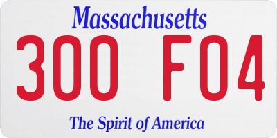 MA license plate 300FO4