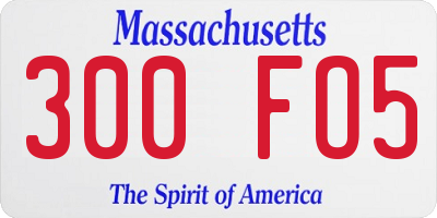 MA license plate 300FO5