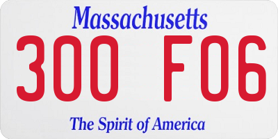 MA license plate 300FO6