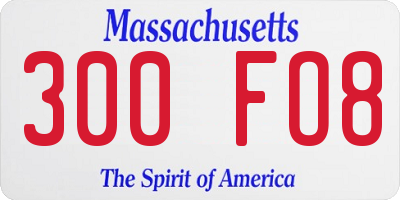 MA license plate 300FO8