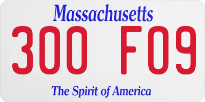 MA license plate 300FO9