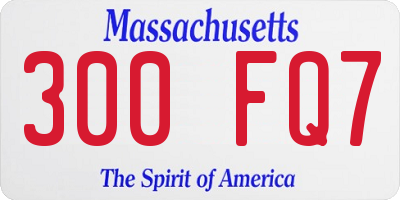 MA license plate 300FQ7