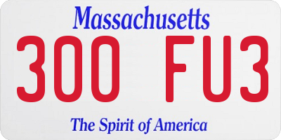 MA license plate 300FU3