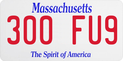 MA license plate 300FU9