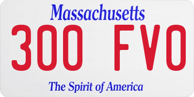MA license plate 300FV0
