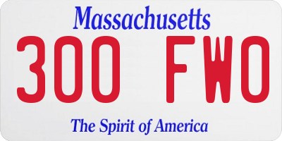 MA license plate 300FW0
