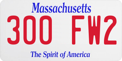 MA license plate 300FW2