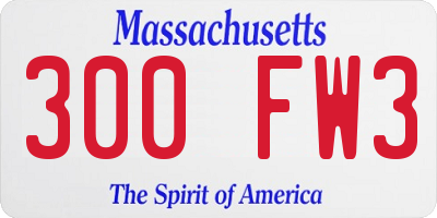 MA license plate 300FW3