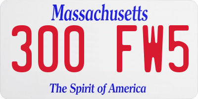 MA license plate 300FW5