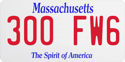 MA license plate 300FW6