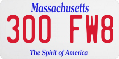 MA license plate 300FW8