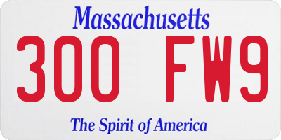MA license plate 300FW9