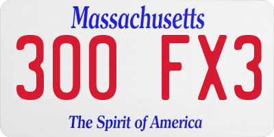 MA license plate 300FX3