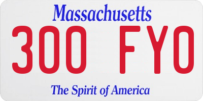 MA license plate 300FY0