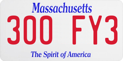 MA license plate 300FY3