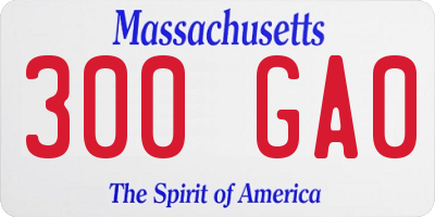 MA license plate 300GA0