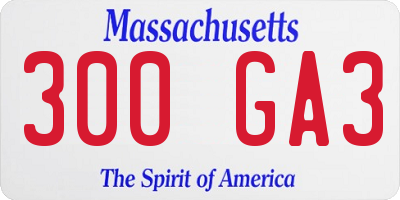MA license plate 300GA3