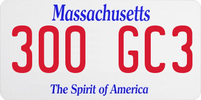 MA license plate 300GC3