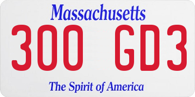 MA license plate 300GD3