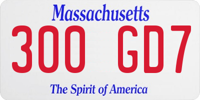 MA license plate 300GD7