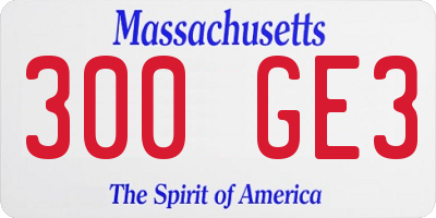 MA license plate 300GE3
