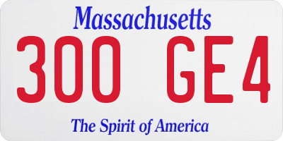 MA license plate 300GE4