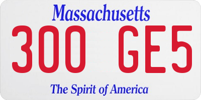 MA license plate 300GE5