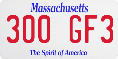 MA license plate 300GF3