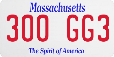 MA license plate 300GG3