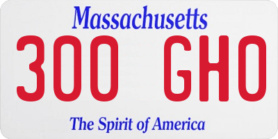 MA license plate 300GH0