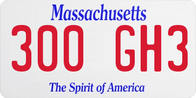 MA license plate 300GH3