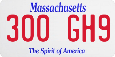 MA license plate 300GH9