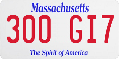 MA license plate 300GI7