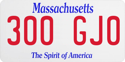 MA license plate 300GJ0