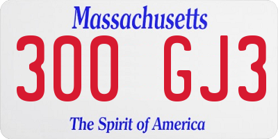 MA license plate 300GJ3