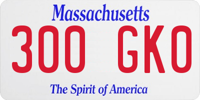 MA license plate 300GK0