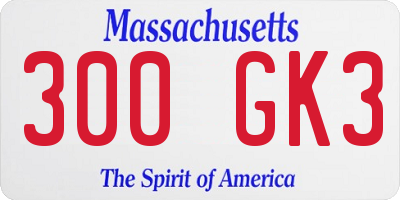 MA license plate 300GK3