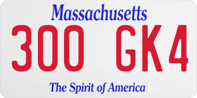 MA license plate 300GK4