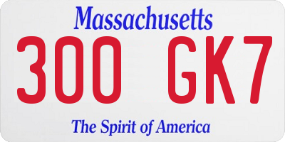 MA license plate 300GK7