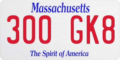 MA license plate 300GK8