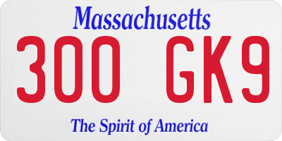 MA license plate 300GK9