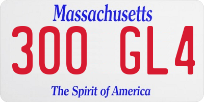 MA license plate 300GL4